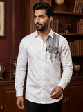 White Club Wear Printed Satin Cotton Shirt