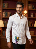 White Club Wear Printed Satin Cotton Shirt