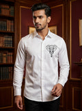 White Club Wear Printed Satin Cotton Shirt