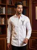 White Club Wear Printed Satin Cotton Shirt