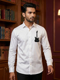 White Club Wear Printed Satin Cotton Shirt