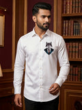 White Club Wear Printed Satin Cotton Shirt
