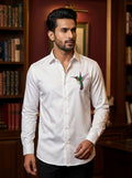 White Club Wear Printed Satin Cotton Shirt