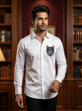 White Club Wear Printed Satin Cotton Shirt