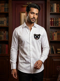 White Club Wear Printed Satin Cotton Shirt