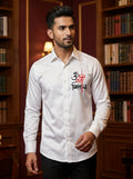 White Club Wear Printed Satin Cotton Shirt