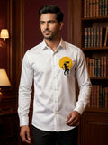 White Club Wear Printed Satin Cotton Shirt