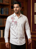 White Club Wear Printed Satin Cotton Shirt