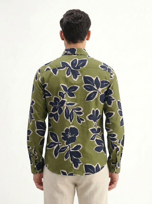 Olive Bloom Floral Print Shirt
